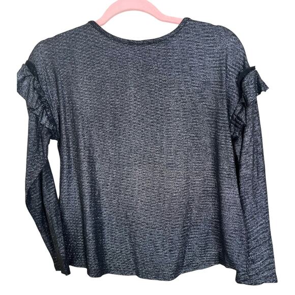 Design Lab Lord & Taylor black silver long sleeve knit top large - Picture 2 of 5